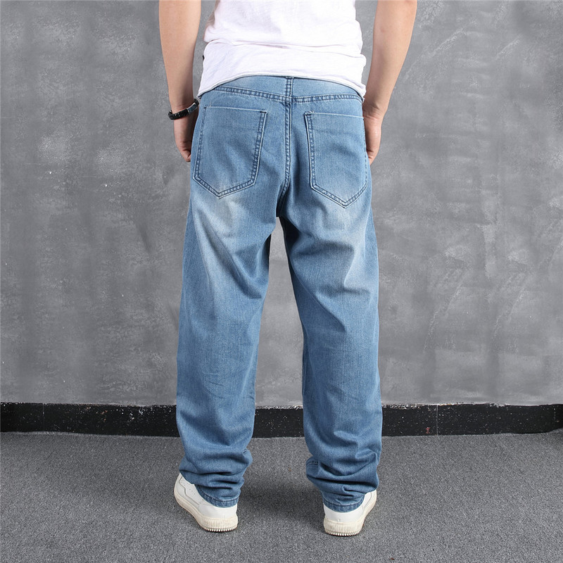 Men's Jeans Light Blue Men's Jeans Pants Plus Size Baggy Hip Hop Loose Skateboard Denim Jean Trousers Streetwear Plain Solid Jeans For Men 2