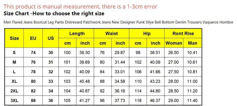 Men's Jeans Men Flared baggy Jeans Bootcut Leg Pants Distressed Patchwork Jeans Punk Stlye Bell Bottom Denim Trousers 220827