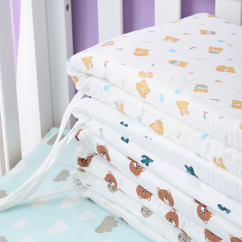 Bed Rails Bear Pattern Baby Crib Bumper For borns Soft Cotton Bed Bumper Detachable Zipper Baby Room Decoration Infant Cot Protector 220826