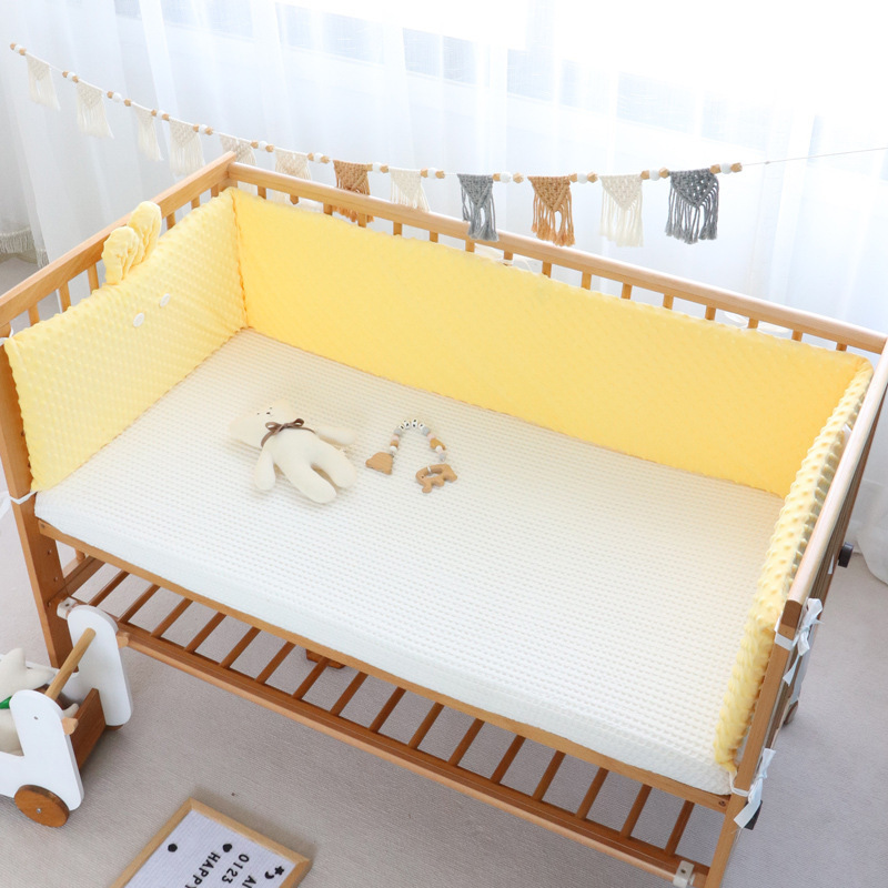 Bed Rails Cotton Waffle Crib Fence Cushion Removable and Washable Bumper for Infant Cribs Baby Cot Bumpers Protector Beddings 220826