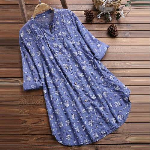 Women's Blouses Shirts Plus Size Boho Shirts Women Long Sleeve Floral Print Kaftan Baggy Long Blouse Tops Beach Casual Tunic Shirt 3XL 220826