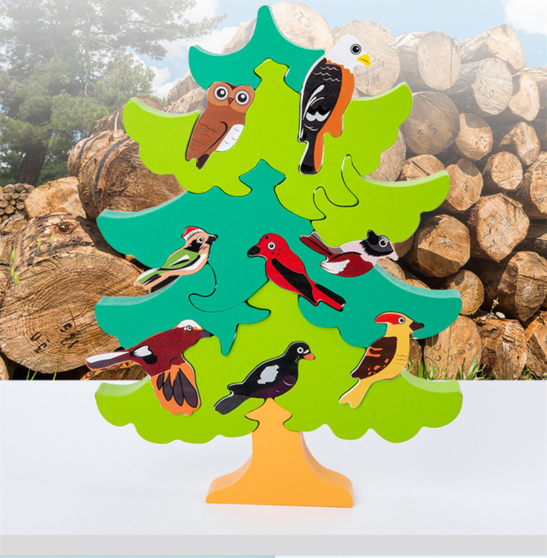 Wholesale 3D Solid jigsaw Puzzle Folding Music Teaching Aids DIY Assembly Intelligence Development Kids Bird Tree Wooden Toy Model Gifts
