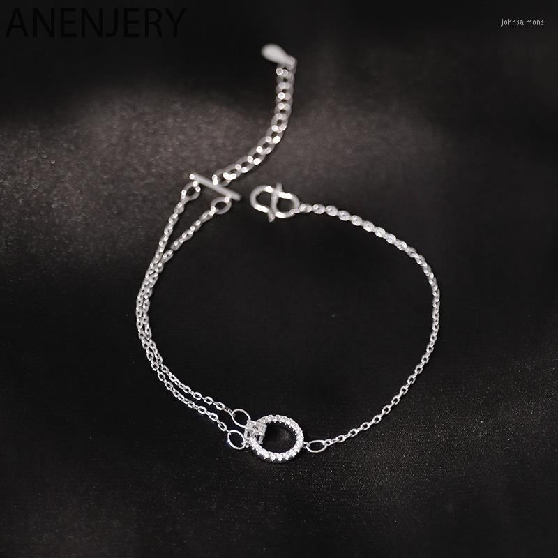Link Bracelets ANENJERY Silver Color Double Layer Cubic Zircon Bracelet Geometric Round Circle Adjustable For Women Gift S-B327
Link Bracelets ANENJERY Silver Color Double Layer Cubic Zircon Bracelet Geometric Round Circle Adjustable For Women Gift S-B327