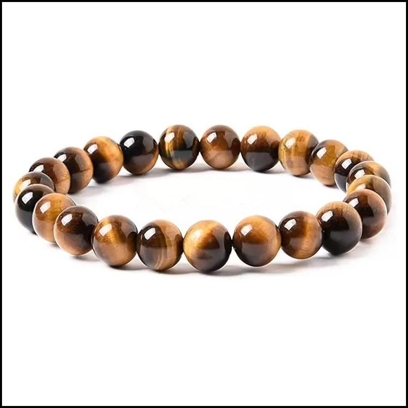 Beaded Strands 8Mm Black Lava Stone Howlite Tigers Eye Bead Braclets Essential Oil Diffuser Bracelet For Women Men Jewelry Drop De