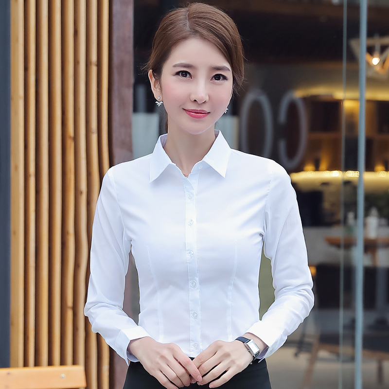 Women's Blouses Shirts Korean Women Cotton Shirts White Shirt Women Long Sleeve Shirts Tops Office Lady Basic Shirt Blouses Plus Size Woman Blous
