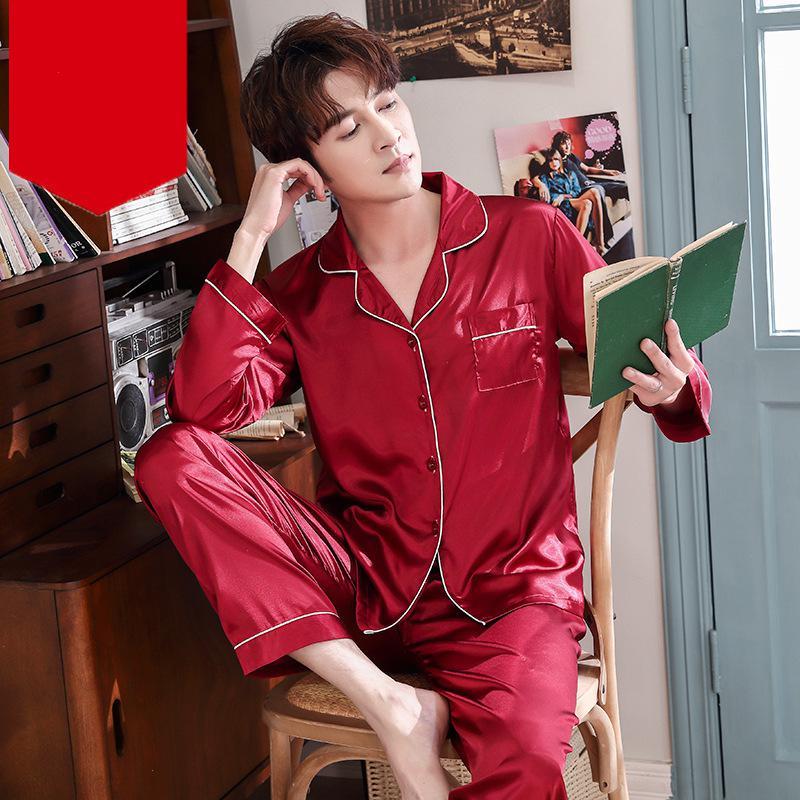 Satin Shirt Amp Pants Sleepwear Homewear Pyjamas Summer Silky Male Pajamas Suit, Red
Satin Shirt Amp Pants Sleepwear Homewear Pyjamas Summer Silky Male Pajamas Suit, Red