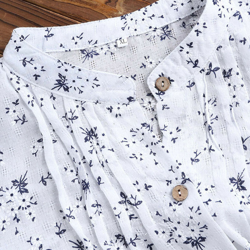 Women's Blouses Shirts Plus Size Boho Shirts Women Long Sleeve Floral Print Kaftan Baggy Long Blouse Tops Beach Casual Tunic Shirt 3XL 220826