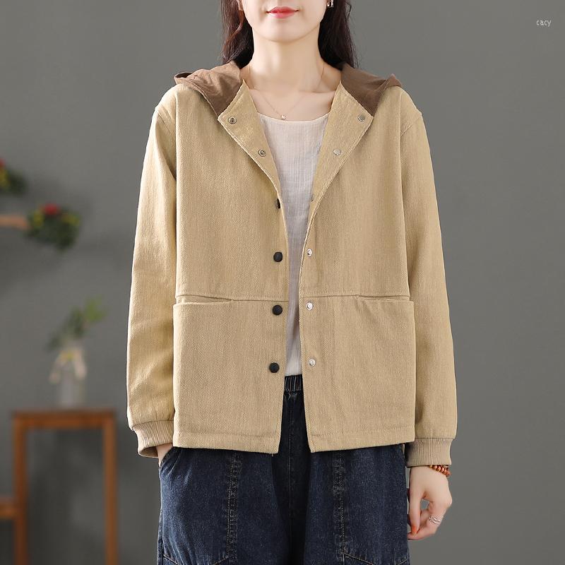 Women's Jackets Cotton Hooded Women Jacket Female Cardigan Spring Autumn 2022 Pockets Contrast Color Long Sleeve Loose Outer Coat, Blue
Women's Jackets Cotton Hooded Women Jacket Female Cardigan Spring Autumn 2022 Pockets Contrast Color Long Sleeve Loose Outer Coat, Blue