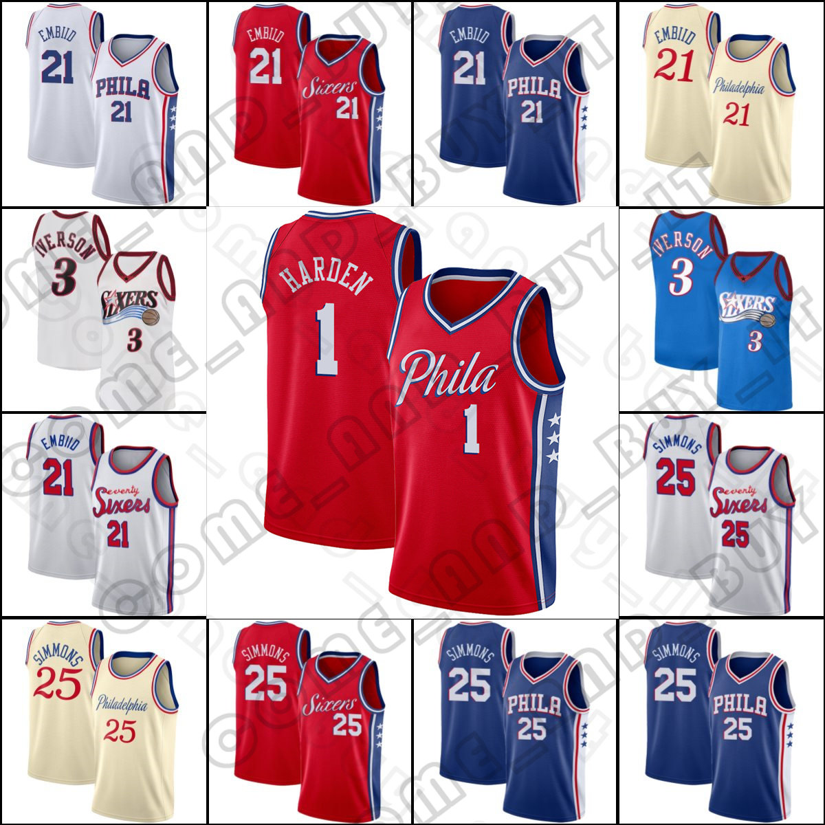 1 James 76 Harden Joel 21 Embiid jersey basketball Allen 3 Iverson Ben 25 Simmons Julius 6 Erving Jerseys 2022 uniform, Men
1 James 76 Harden Joel 21 Embiid jersey basketball Allen 3 Iverson Ben 25 Simmons Julius 6 Erving Jerseys 2022 uniform, Men