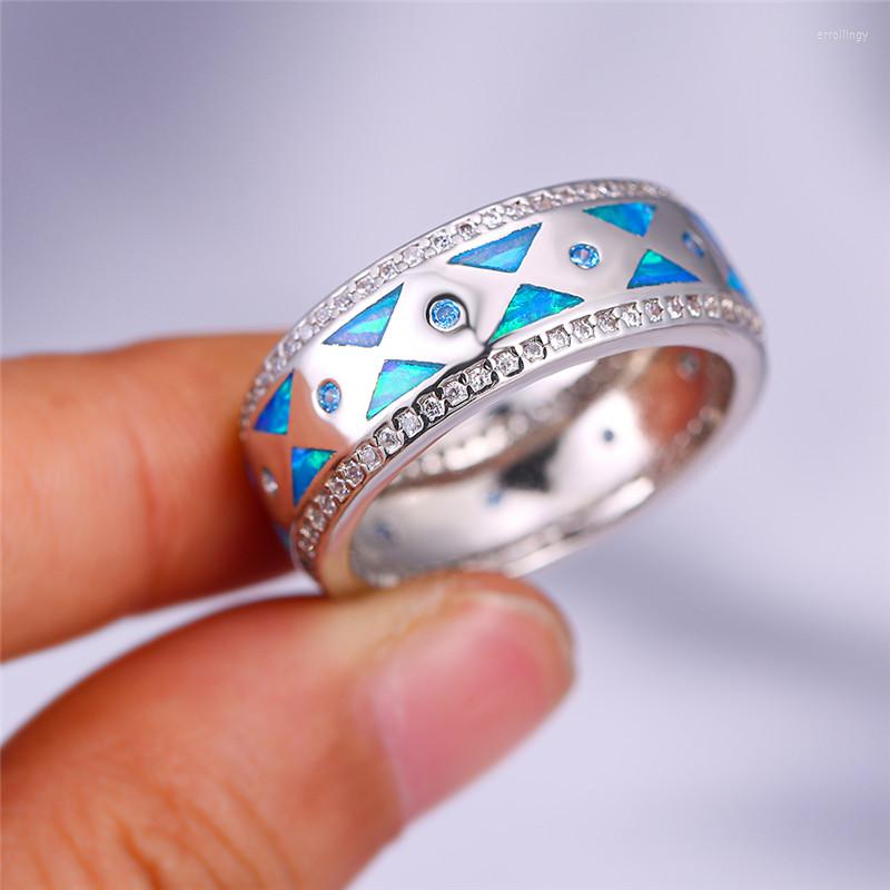 Wedding Rings Geometric Triangle Blue Fire Opal Ring White Zircon Small Stone Classic Silver Color For Women Bridal Jewelry
Wedding Rings Geometric Triangle Blue Fire Opal Ring White Zircon Small Stone Classic Silver Color For Women Bridal Jewelry