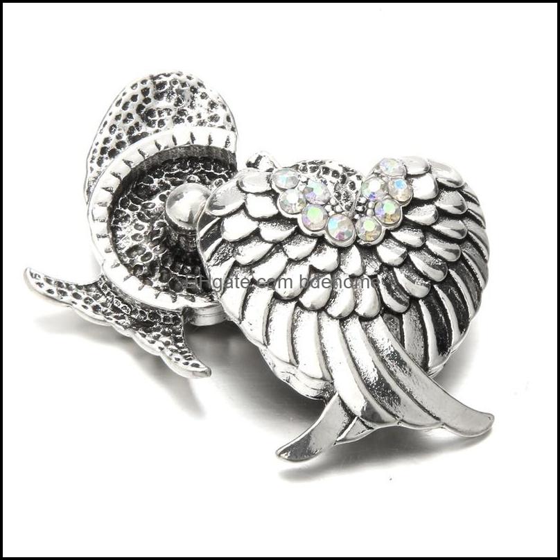 Clasps Hooks Noosa Ginger Snap Crysal Angel Wings Chunks 18Mm Metal Buttons Diy Bracelet Jewelry Gift Drop Delivery 2021 Findings Comp Dhjqw