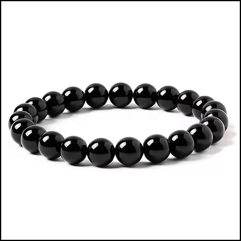 Beaded Strands 8Mm Black Lava Stone Howlite Tigers Eye Bead Braclets Essential Oil Diffuser Bracelet For Women Men Jewelry Drop De