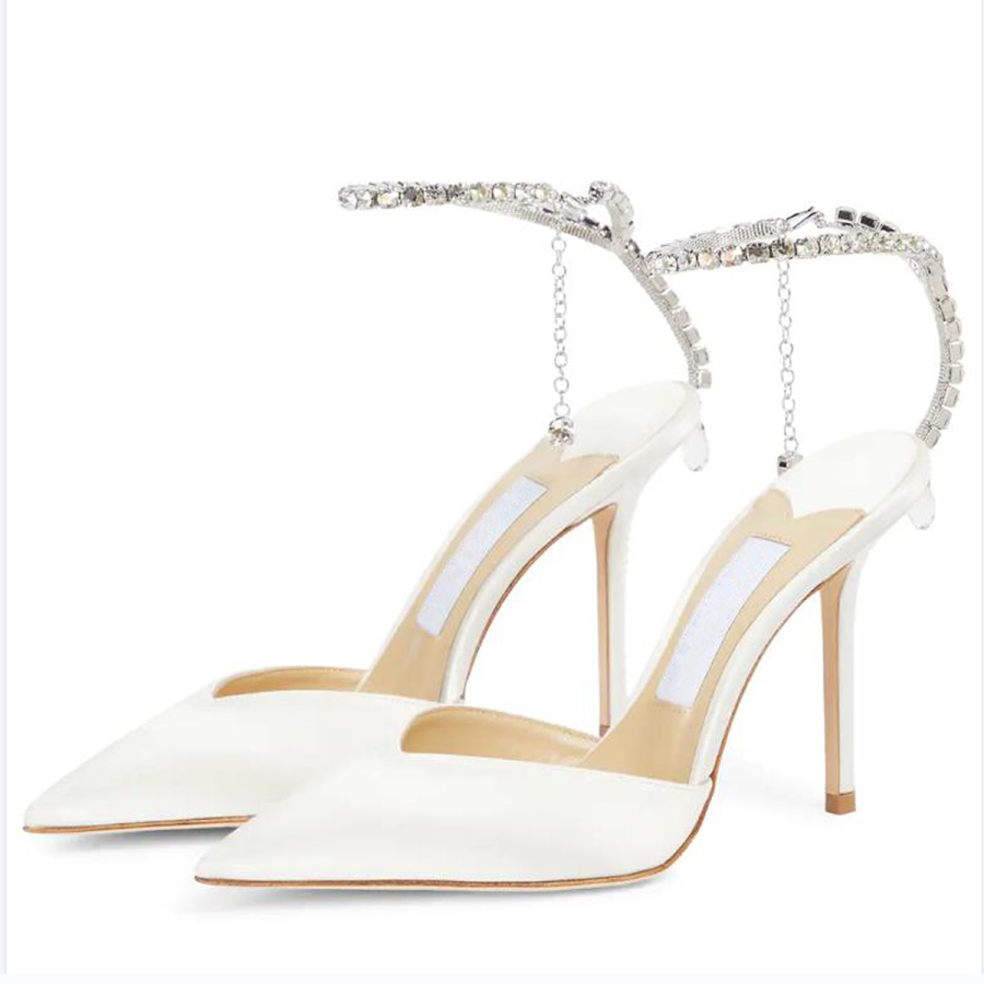 Fashion Women Sandals London Embellished Saeda 100 Satin Pumps Italy JC Elegant Pointed Toe Crystal Ankle Straps Designer Wedding Party Sandal High Heels Box EU 35-43, #1
Fashion Women Sandals London Embellished Saeda 100 Satin Pumps Italy JC Elegant Pointed Toe Crystal Ankle Straps Designer Wedding Party Sandal High Heels Box EU 35-43, #1