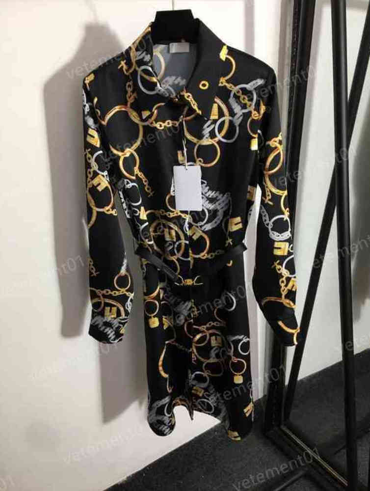 Dress For Womens Luxury Designer Dresses Fashion Brand Ce Chain Print Belt Nipped Waist Long Sleeve Dress Women Clothing 0912
Dress For Womens Luxury Designer Dresses Fashion Brand Ce Chain Print Belt Nipped Waist Long Sleeve Dress Women Clothing 0912