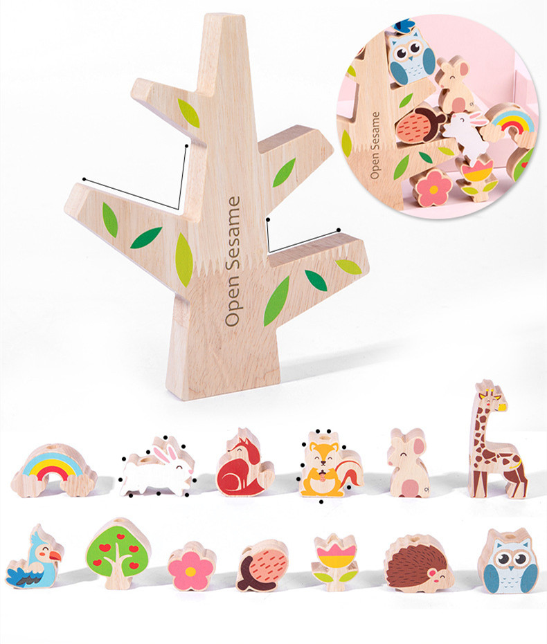 Wholesale 3D Solid jigsaw Puzzle Folding Music Teaching Aids DIY Assembly Intelligence Development Kids Bird Tree Wooden Toy Model Gifts