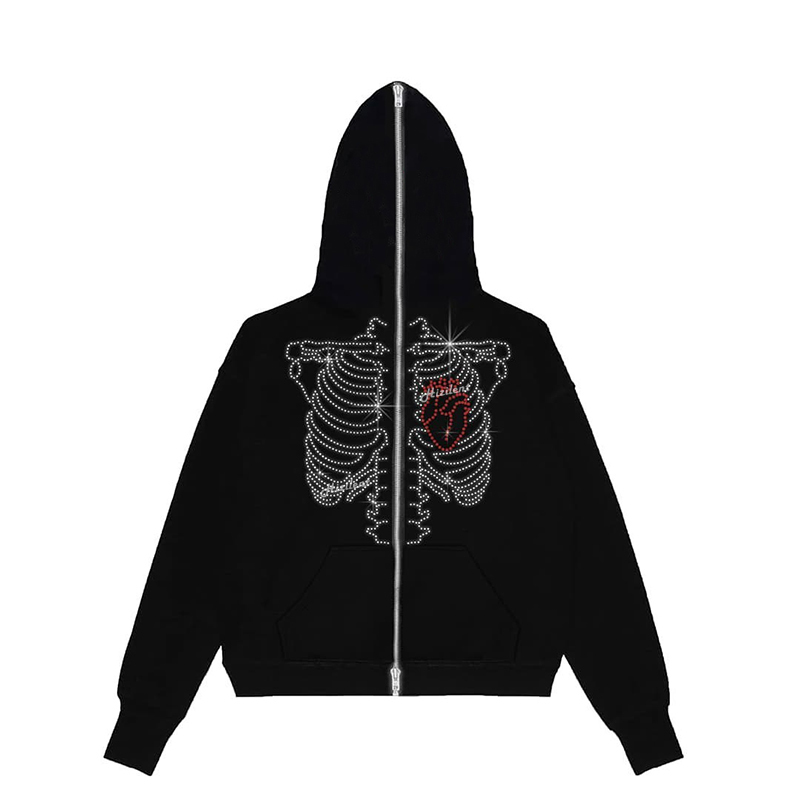 Men's Hoodies Sweatshirts skeleton Print Women Long Sleeve Sweatshirt Hoodis Zipper Loose Oversized cute Streetwear Casual Autumn winter 220826