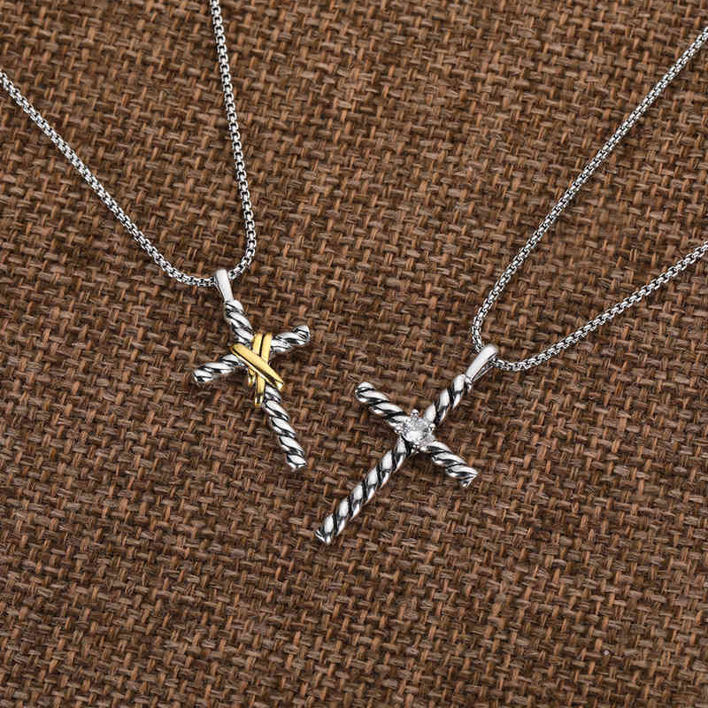 Necklaces Cross Chain Pendant 18k Gold Necklace Long Classic Fashion Girl Silver Women Fine Jewelry Men