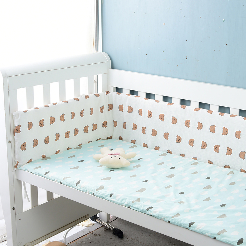Bed Rails Bear Pattern Baby Crib Bumper For borns Soft Cotton Bed Bumper Detachable Zipper Baby Room Decoration Infant Cot Protector 220826