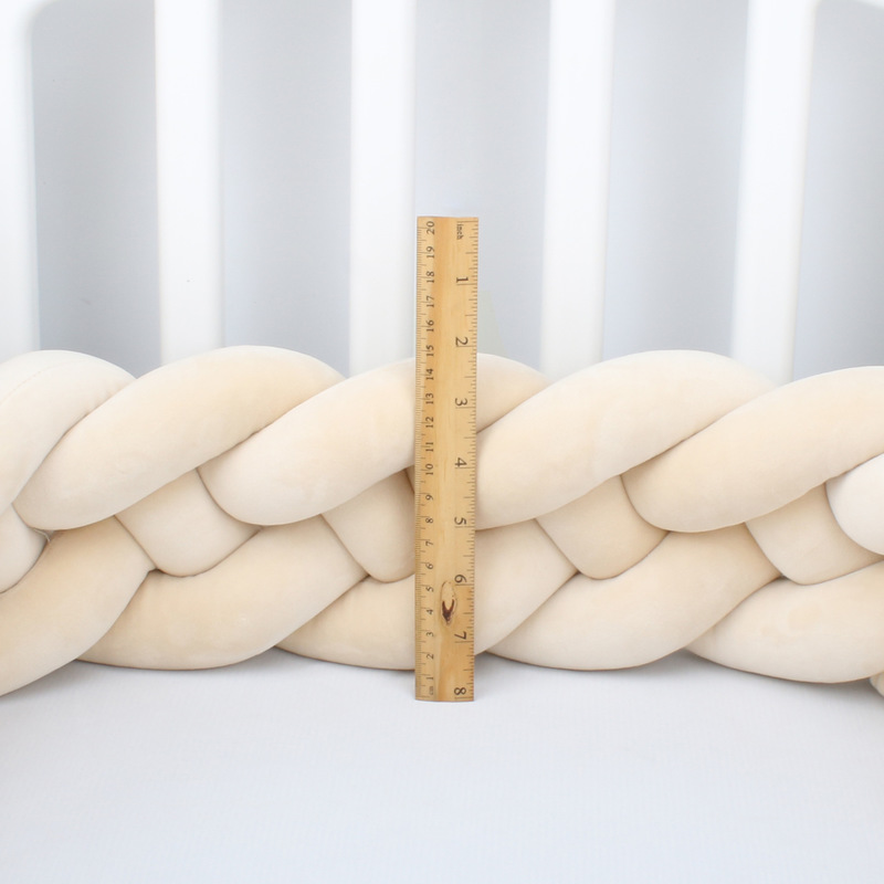 Bed Rails 4 Strands Baby Crib Braid Bumper Cot Side Protector Infant Bebe Bedding Set For Baby Girls Boys Braid Knot Pillow Cushion Decor 220827
