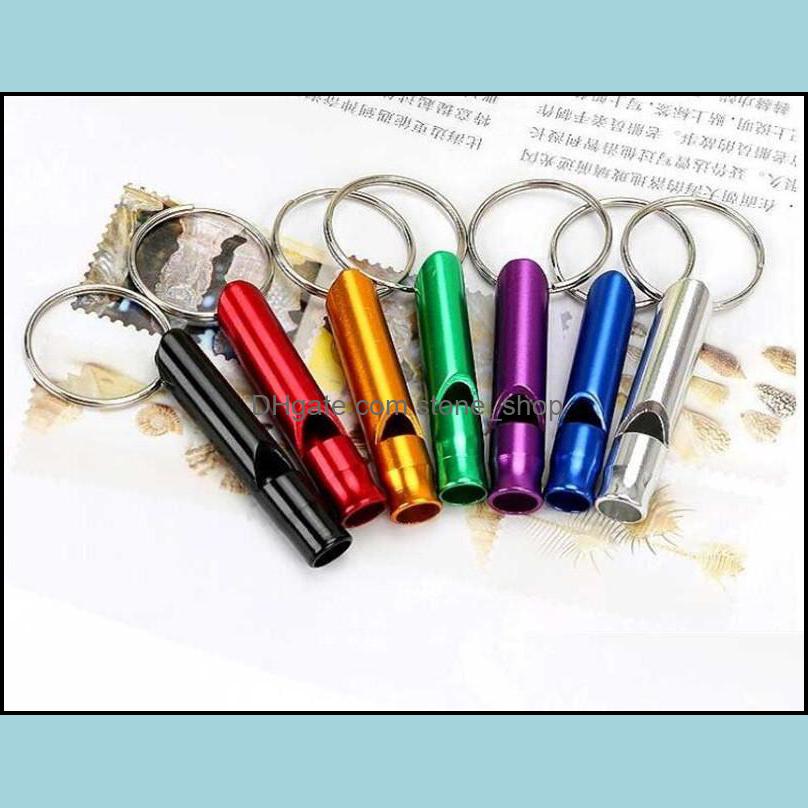 Keychains Metal Whistle Portable Self Defense Keyrings Rings Holder Fashion Car Key Chains Accessories Outdoor Cam Survival Stones