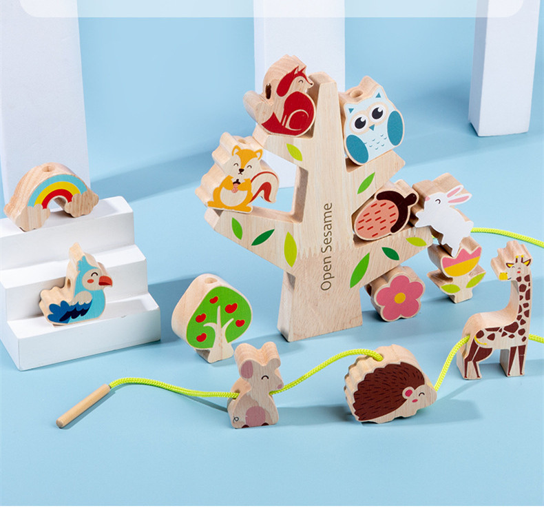 Wholesale 3D Solid jigsaw Puzzle Folding Music Teaching Aids DIY Assembly Intelligence Development Kids Bird Tree Wooden Toy Model Gifts