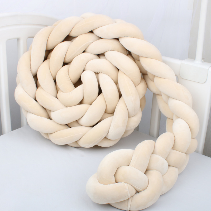 Bed Rails 4 Strands Baby Crib Braid Bumper Cot Side Protector Infant Bebe Bedding Set For Baby Girls Boys Braid Knot Pillow Cushion Decor 220827