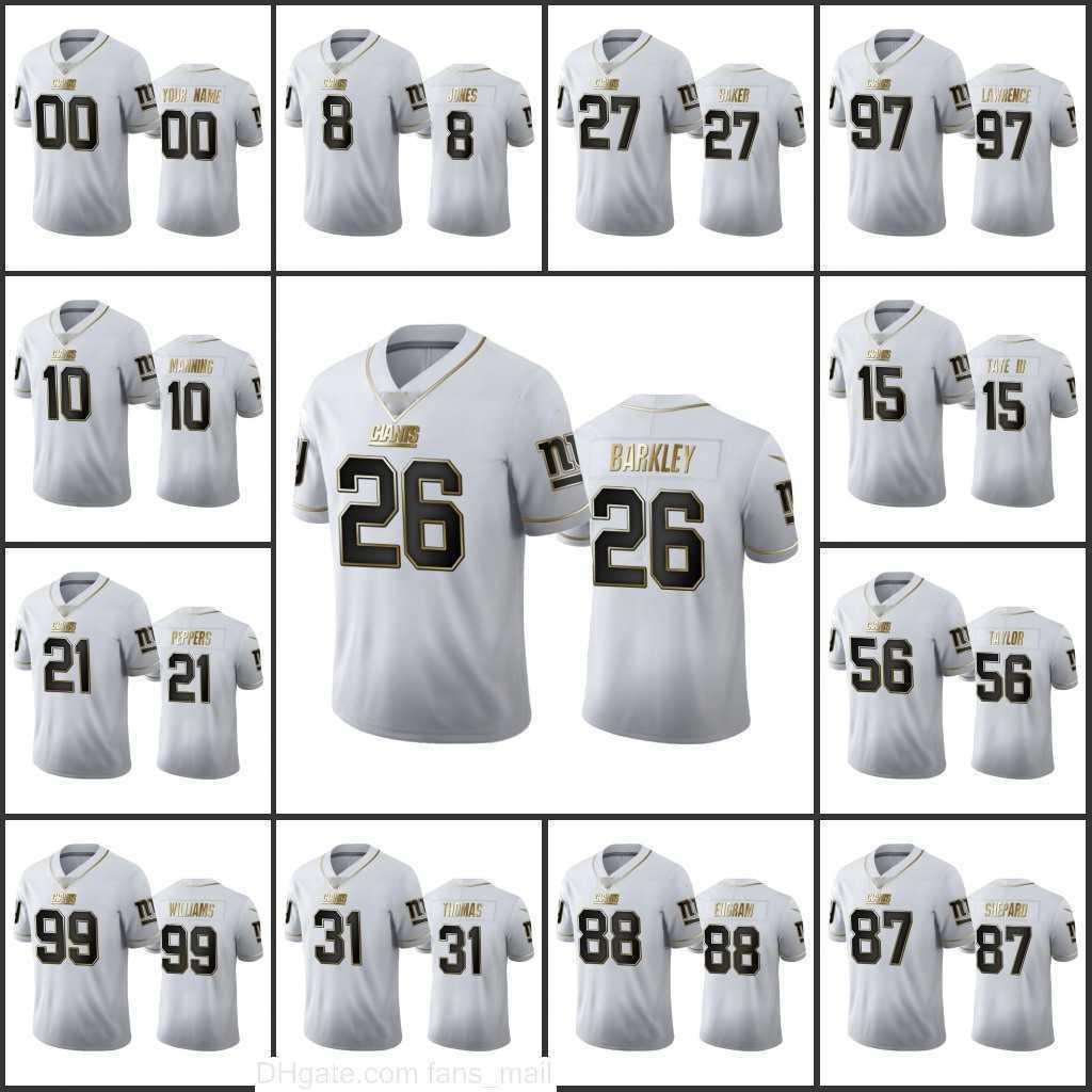 Jersey New York's Giants's Men #26 Saquon Barkley 56 Lawrence Taylor 8 Daniel Jones 10 Eli Manning Woman Youth White 100th Season Golden Edition Men's''Nfl''Jersey
Jersey New York's Giants's Men #26 Saquon Barkley 56 Lawrence Taylor 8 Daniel Jones 10 Eli Manning Woman Youth White 100th Season Golden Edition Men's''Nfl''Jersey