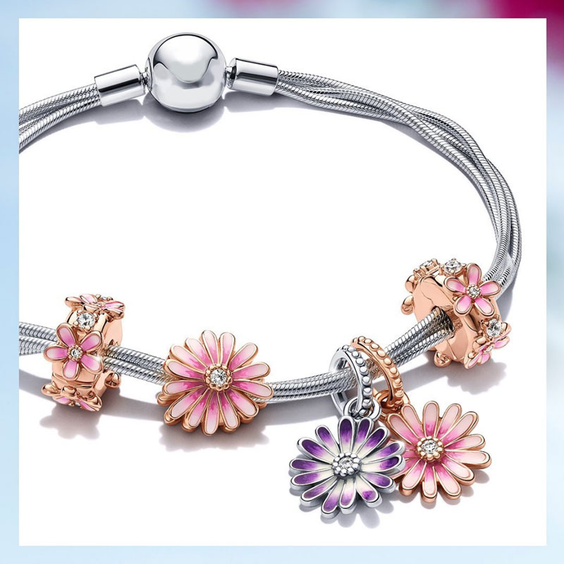 S925 Silver fit Charm Bracelet bead Sparkg Snowflake Rose wer Bee Clip charmes ciondoli DIY Fine Beads Jewelry