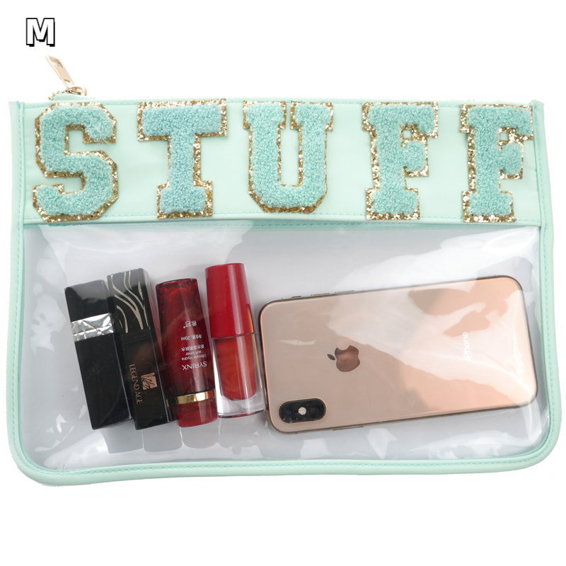 Cosmetic Bags Cases Letter Patches Transparent PVC Clear Travel Make up Pouches Snacks Organizer Factory Direct Sell 220827