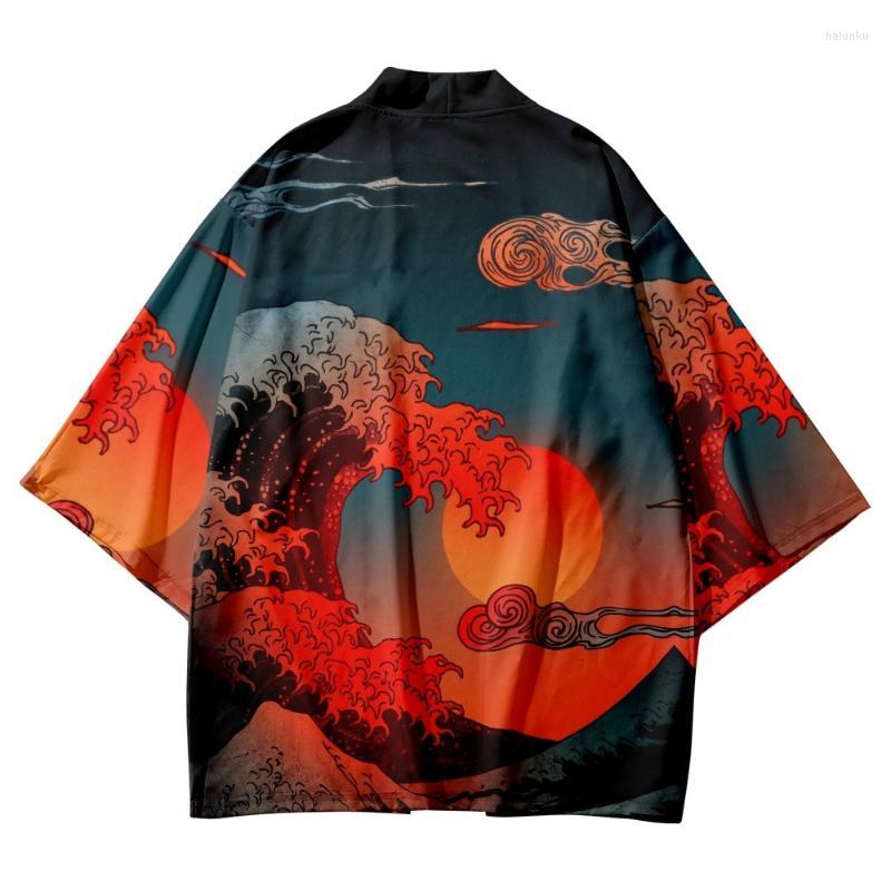 Ethnic Clothing Japanese Men Loose Cardigan Cosplay Shirt Blouse Yukata Women Black Waves Print Streetwear Beach Traditional Kimono
Ethnic Clothing Japanese Men Loose Cardigan Cosplay Shirt Blouse Yukata Women Black Waves Print Streetwear Beach Traditional Kimono