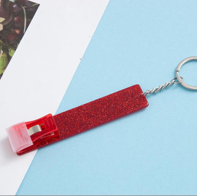 Puller Keychains Cute Debit Bank Cards Grabber for Long Nails ATM Key chain Key Ring Women with Plastic Clip