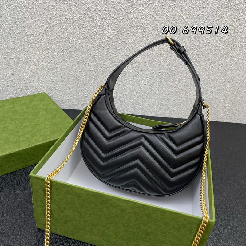 Marmonts Mini Bag New Classic Chain Shoulderbag Beloved Crescent Vintage Casual Bags Doulbe Letter with Gold Metal Hardware Embossing moon bag Purse