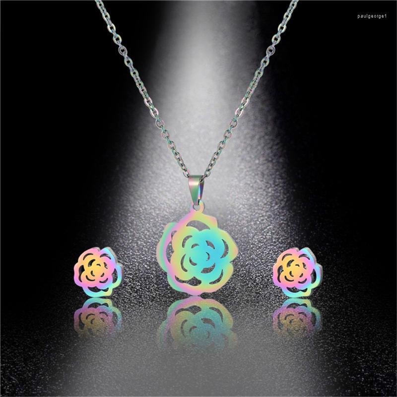 Jewelry Sets QIAMNI Colorful Rose Flower Necklace Earring Birthday Party Gift Women Stainless Steel Wedding Bridal Set Fashion Bijoux, Picture shown
Jewelry Sets QIAMNI Colorful Rose Flower Necklace Earring Birthday Party Gift Women Stainless Steel Wedding Bridal Set Fashion Bijoux, Picture shown