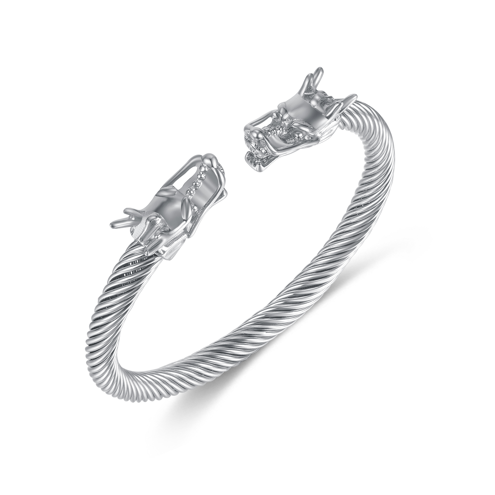 Stainless Steel Dragon End Bangle Cuff Wire Chain Bracelet Personality Hip Hop For Mens jewelry silver gold