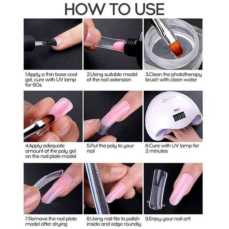 Nail Polish Solid Extension Glue Set Natural Resin Gel Brush File UV Lamp Crystal Model Cleaner Sealing Layer Manicure Kit T220826