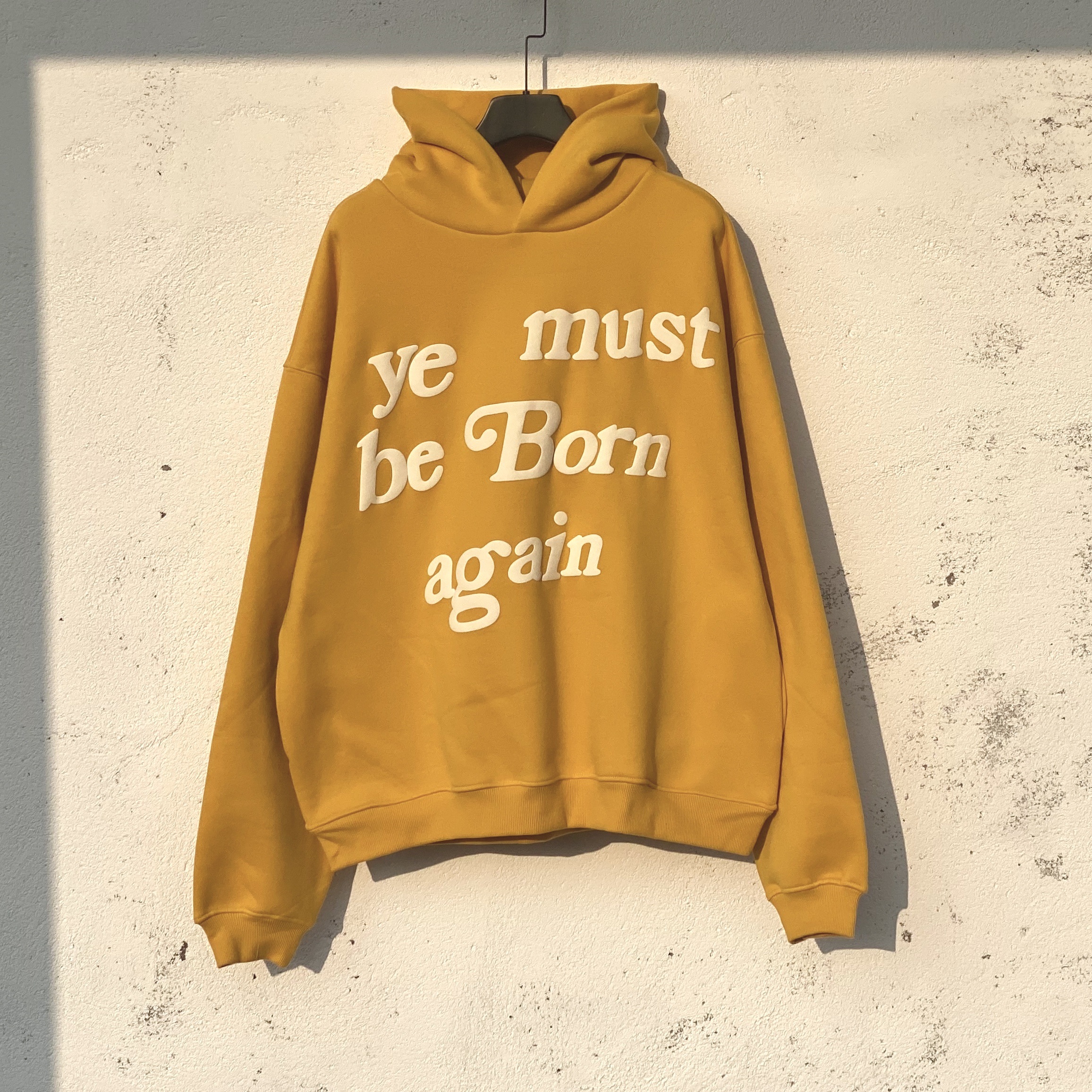 Men Hoodie YE MUST BE BORN AGAIN Letter Foam Printed High Street Hip Hop Hoodies Hooded Sweatshirt