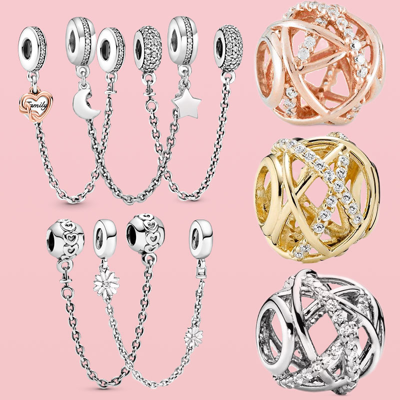 925 Silver bead fit Charms Pandora Charm Bracelet Openwork Round Infinity Love Flower Moon Safety Chain charmes ciondoli DIY Fine Beads Jewelry
925 Silver bead fit Charms Pandora Charm Bracelet Openwork Round Infinity Love Flower Moon Safety Chain charmes ciondoli DIY Fine Beads Jewelry