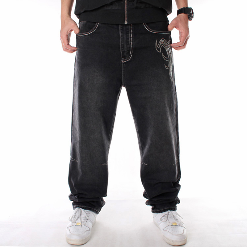 Men's Jeans Nanaco Man Loose Baggy Jeans Hiphop Skateboard Denim Pants Street Dance Hip Hop Rap Male Black Trouses Chinese Size 3046 220827