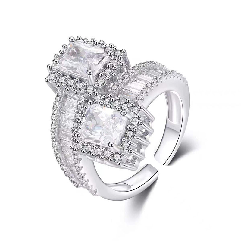 Designer Chouco Brand Weddi Ris Luxury Jewelry 925 Sterli Silver Princess Cut White Topaz CZ Diamond Gemstones Party Eternity Women Eagement Open Adju