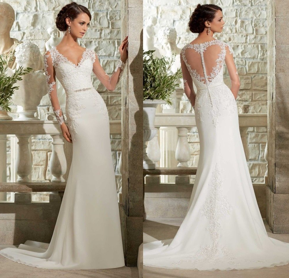 2023 Plus Size Mermaid Wedding Arabic lace V Neck Long Sleeves Sexy Bridal Gowns Dresses