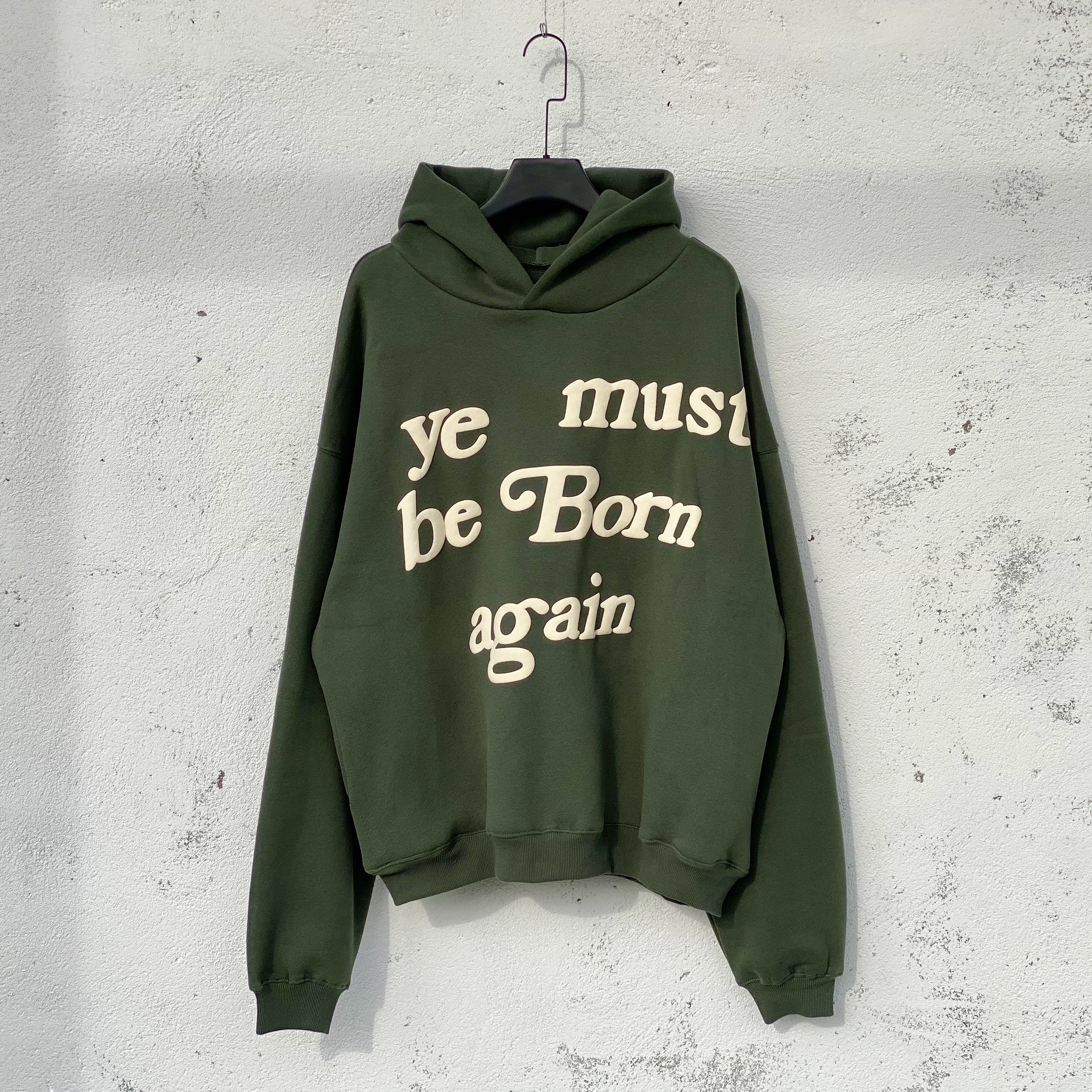 Men Hoodie YE MUST BE BORN AGAIN Letter Foam Printed High Street Hip Hop Hoodies Hooded Sweatshirt