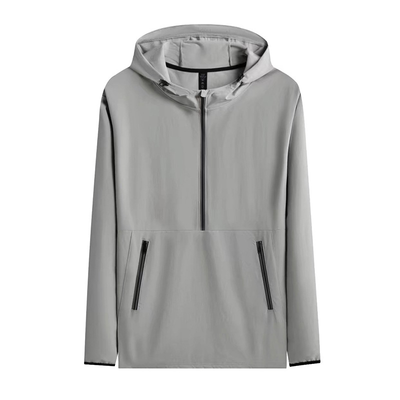 Autumn new men's outdoor sports jacket half-zip hooded long-sleeved quick-drying fitness yoga solid color waterproof clothing B89, Grey
Autumn new men's outdoor sports jacket half-zip hooded long-sleeved quick-drying fitness yoga solid color waterproof clothing B89, Grey
