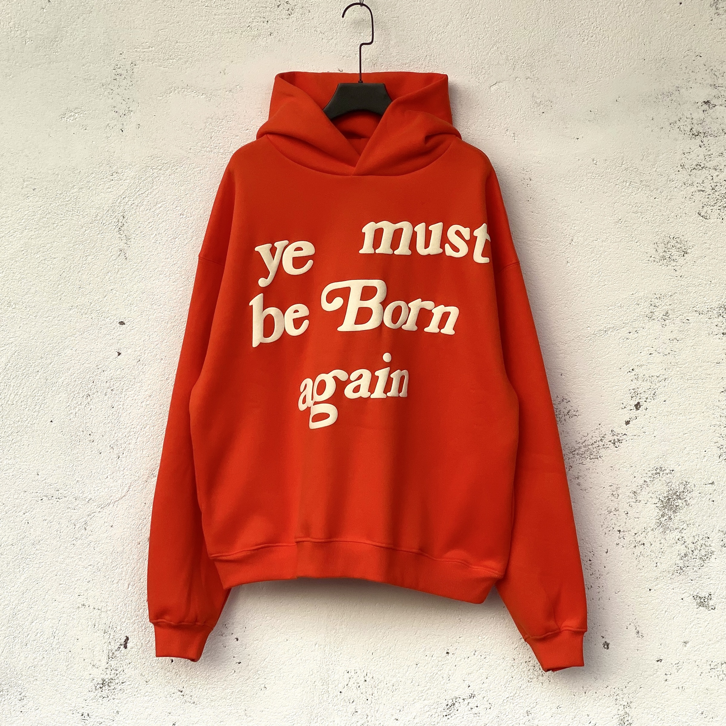 Men Hoodie YE MUST BE BORN AGAIN Letter Foam Printed High Street Hip Hop Hoodies Hooded Sweatshirt