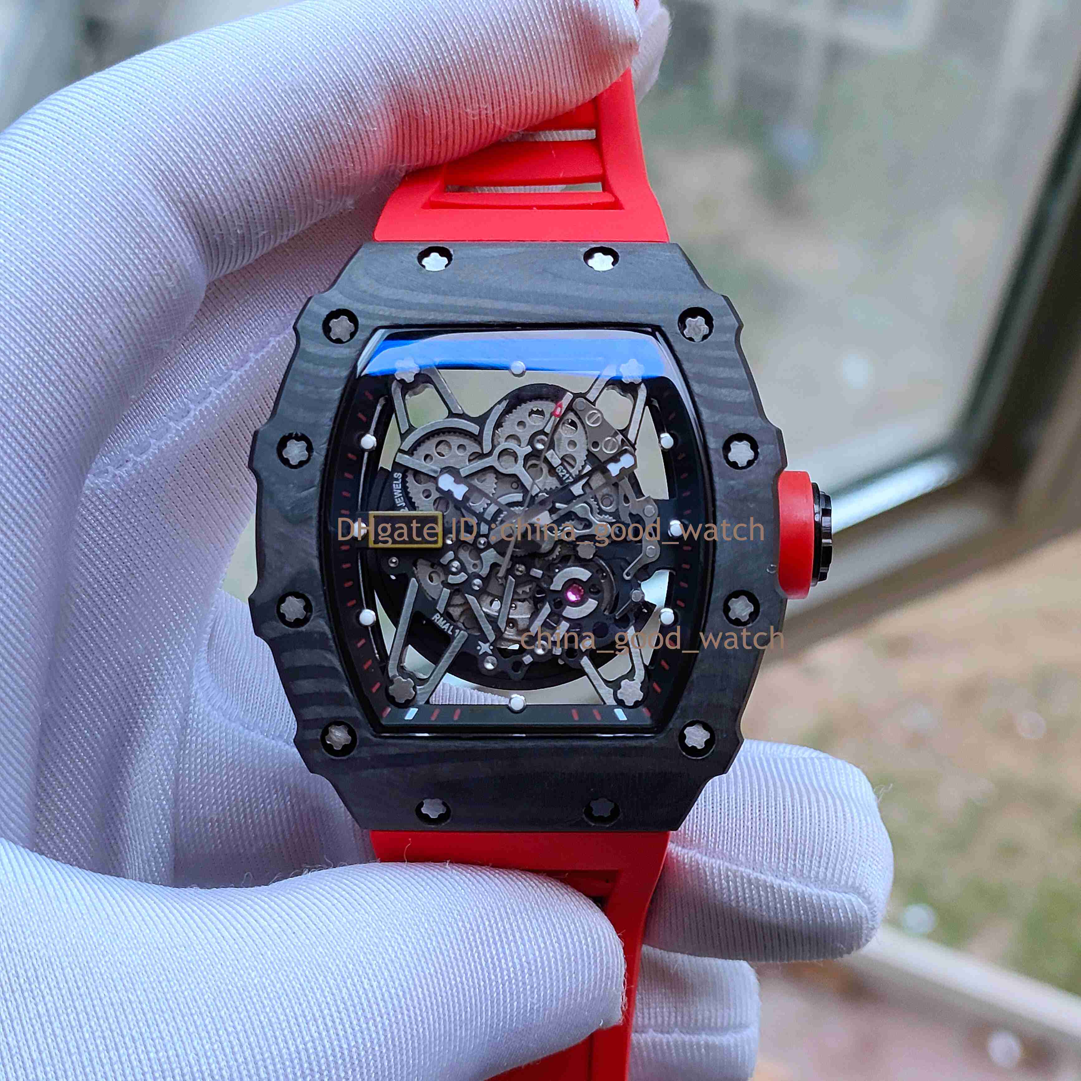 Super Factory Watch of Mens Carbon Fiber Case 35 02 AL RED Dial Rubber Strap Automatic Movement Transparent Back Classic original Clasp Men Watch Watches, 1#
Super Factory Watch of Mens Carbon Fiber Case 35 02 AL RED Dial Rubber Strap Automatic Movement Transparent Back Classic original Clasp Men Watch Watches, 1#