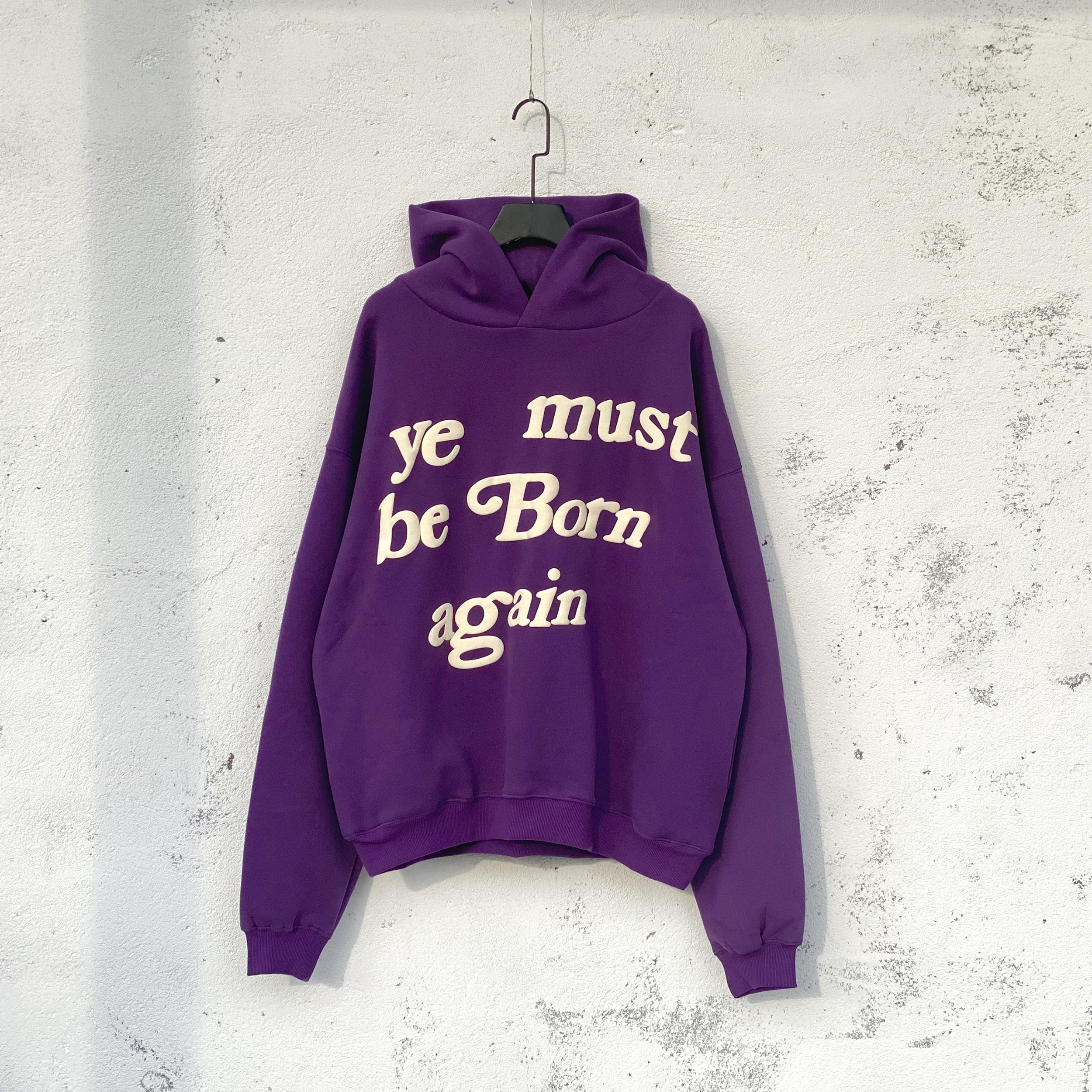 Men Hoodie YE MUST BE BORN AGAIN Letter Foam Printed High Street Hip Hop Hoodies Hooded Sweatshirt