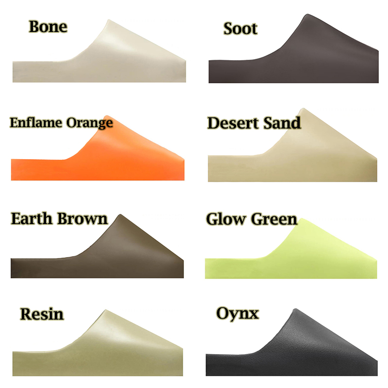 

designer slippers men women slide fashion sandals Bone Desert Sand Earth Brown Enflame Orange Glow Green Oynx Resin Soot mens outdoor slides