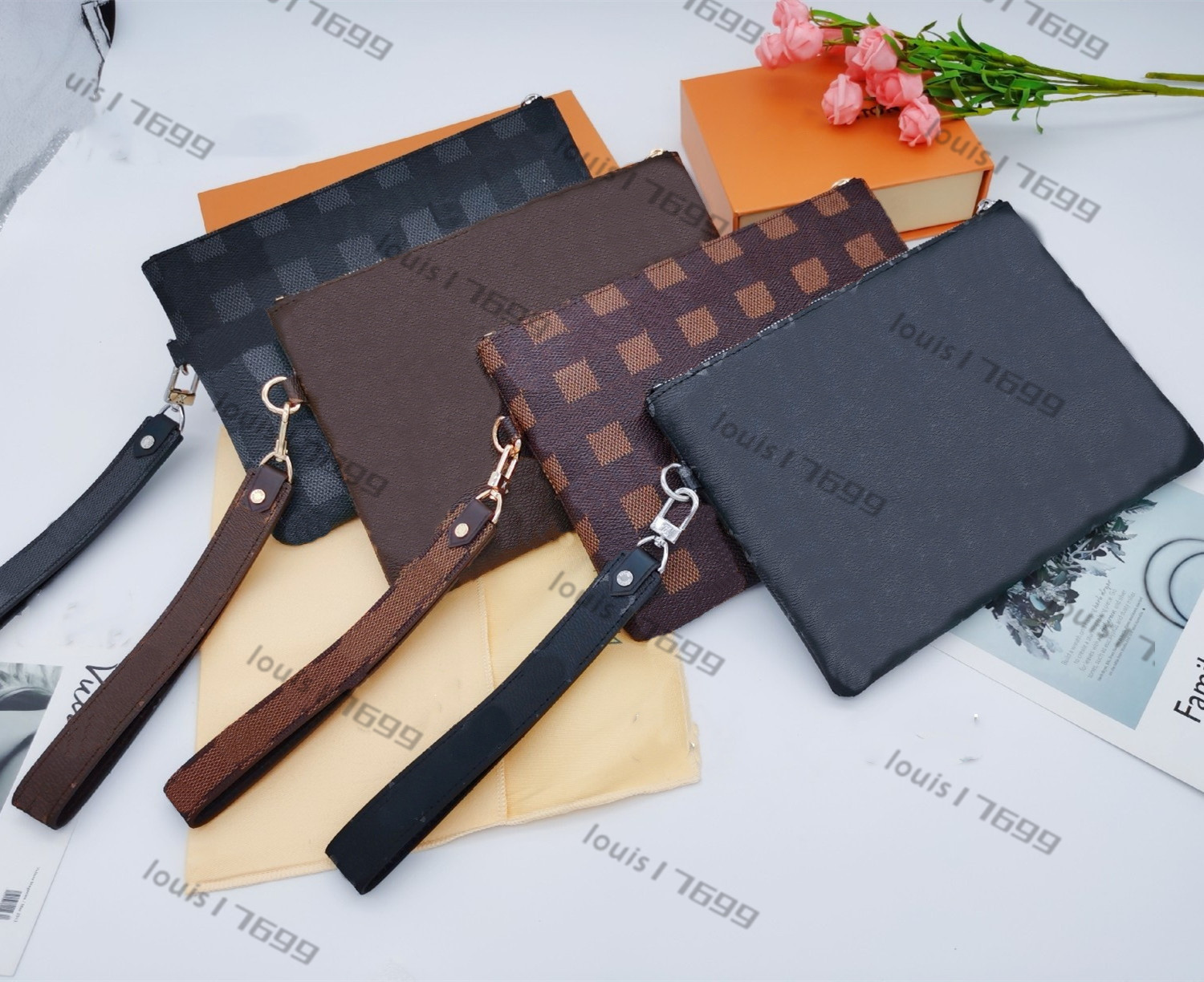 Luxurys Designers CITY POUCH Zippy Clutch Bag Women Wallets Wristlet Bags Key Pouches Coated Men Coin Purse Daily Storage mobile phone Wallet Purse with Box