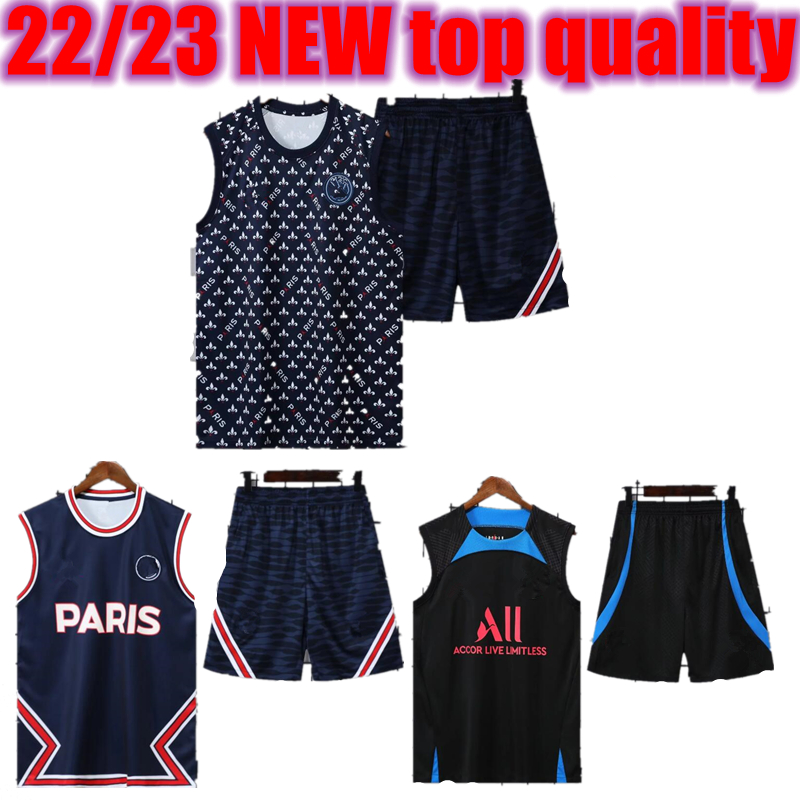 vest kit MBAPPE HAKIMI PLAYER soccer jersey SERGIO RAMOS Maillots de football 2022 2023 MARQUINHOS VERRATTI pSGS men shirt uniforms maillot foot third, Grey