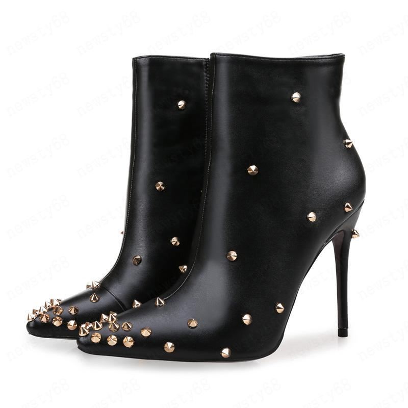 Classic Women Boots Red Bottom Shoes Fashion Rivets Pointed Toes 10cm Heel Ladies Pumps Sexy Stiletto Heels Woman Red Sole Ankle Boot Matte Leather Spiked Shoe Brand, Black with black rivets
Classic Women Boots Red Bottom Shoes Fashion Rivets Pointed Toes 10cm Heel Ladies Pumps Sexy Stiletto Heels Woman Red Sole Ankle Boot Matte Leather Spiked Shoe Brand, Black with black rivets