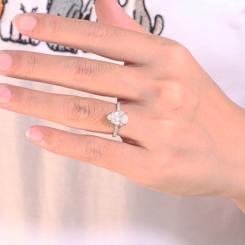 Wedding Rings D Color VVS1 Pear Cut Moissnite Engagement Ring 25carat Wedding Ring Solid Real 14K White Gold Full 220829